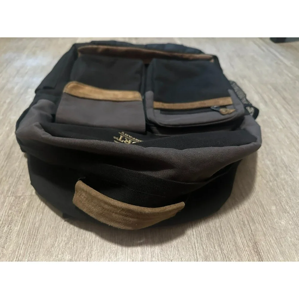 Eastport Outdoor Company Backpack Black Grey Canvas Tan Suede Vintage